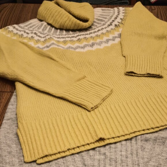 LOFT Sweaters - Loft Size XL Yellow and Gray Fair Isle Sweater (NWOT)